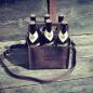 Preview: ALPENLEDER Flaschenhalter Getränketasche ALPENSECHSER cognac