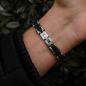 Preview: HOLZKERN | Bandlett Armband Allegro (Ahornholz / Silber & Blau)
