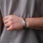 Preview: HOLZKERN | Herrenarmband Bandlett Looper Walnussholz Silber