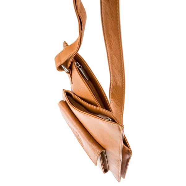 ALPENLEDER Damen Herren Umhängetasche BERNAU naturbraun (4568)