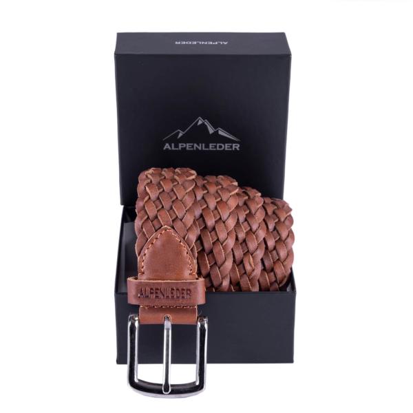 ALPENLEDER | Herrenledergürtel FLECHTWERK cognac (CG6018-c)