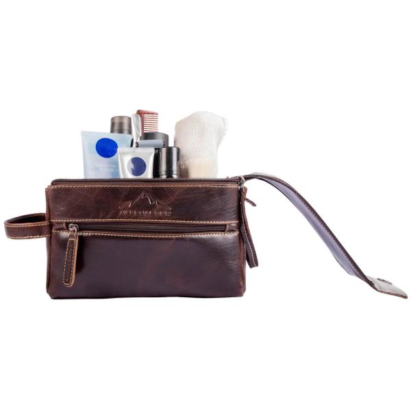 ALPENLEDER Kulturtasche ALPENRAUSCHEN Marronato-Leder (CG6016-m)