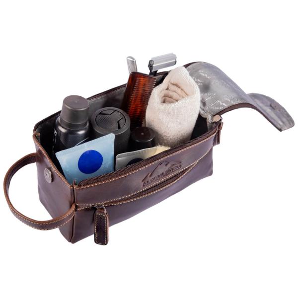 ALPENLEDER Kulturtasche ALPENRAUSCHEN Marronato-Leder (CG6016-m)