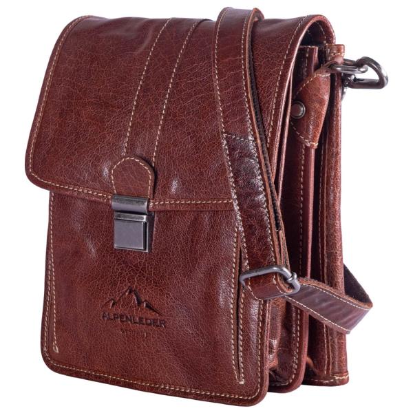 ALPENLEDER Schultertasche Messenger GALILEO (brandy) CG125-b