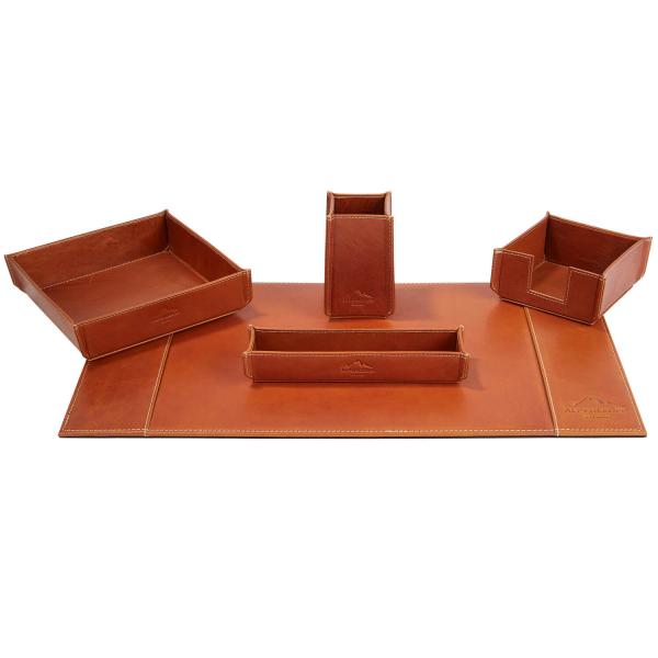 ALPENLEDER Schreibtisch-Set PIEMONT cognac