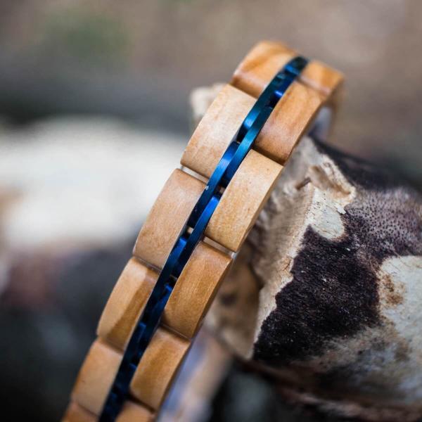 HOLZKERN Armband Belcanto Olivenholz Blau