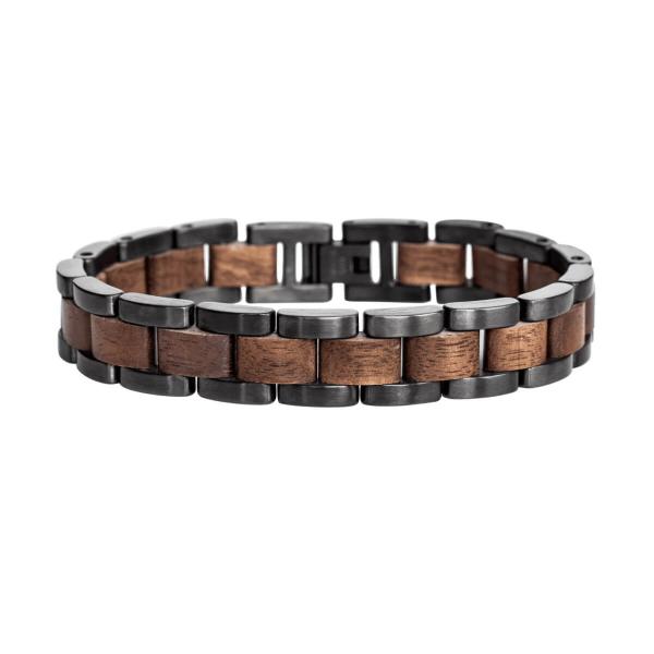 HOLZKERN Armband Dreiklang Walnussholz Grau