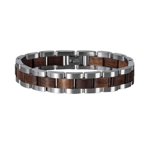 HOLZKERN Armband Dreiklang Walnussholz Silber