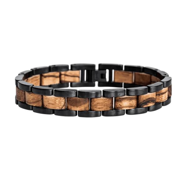 HOLZKERN Armband Dreiklang Zebranoholz Schwarz