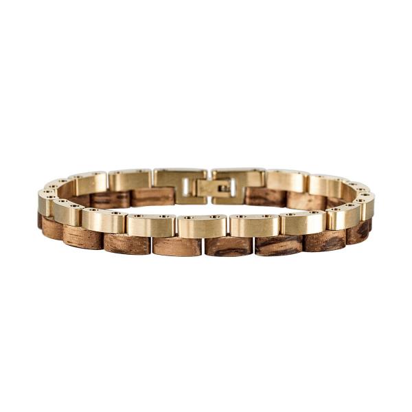 HOLZKERN Armband Duett Zebranoholz Gold