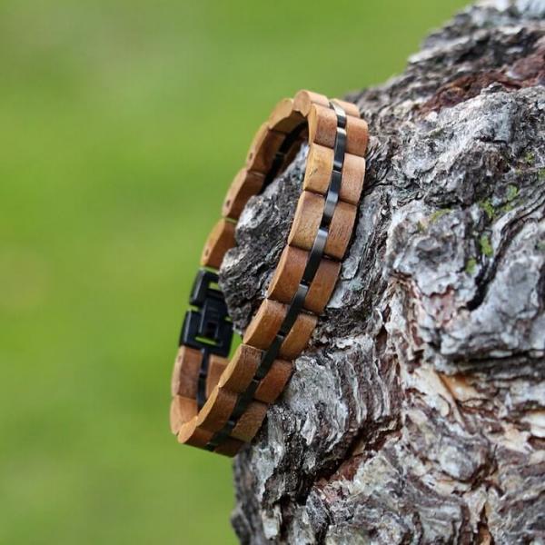 HOLZKERN Armband Fantasia Akazienholz Grau