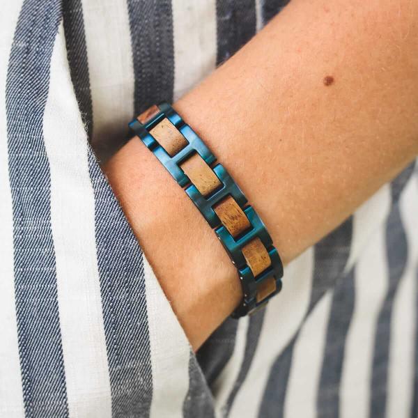 HOLZKERN Armband Acoustic Marmorholz Blau