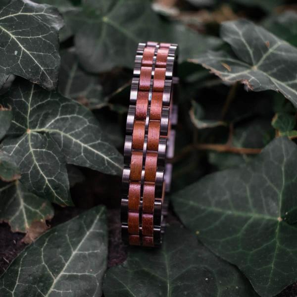 HOLZKERN Armband Kanon Mahagoniholz Grau