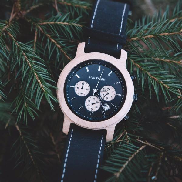 HOLZKERN Lichtung Waldlauf Herren Chronograph (schwarz)