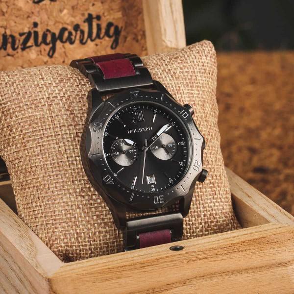 HOLZKERN Red Kite Prey Herren Chronograph