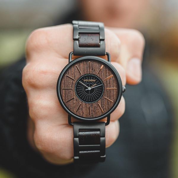 HOLZKERN Sonnensturm Sundance Damen Herren Solar Holzarmbanduhr