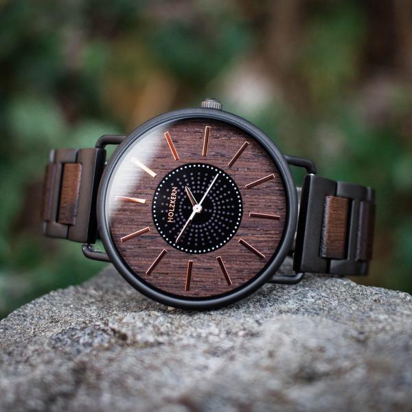 HOLZKERN Sonnensturm Sundance Damen Herren Solar Holzarmbanduhr