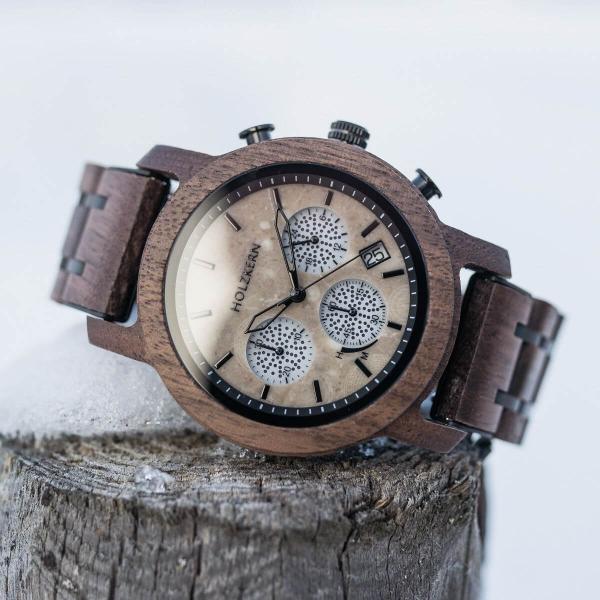 HOLZKERN Waldboden Waldlauf Solar Limited Edition Herren Holzarmbanduhr