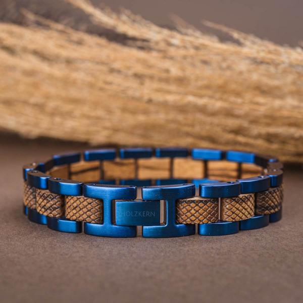 HOLZKERN | Accord (Zebranoholz / Blau) Armband Bandlet