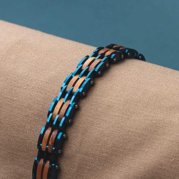 HOLZKERN | Bandlett Armband ADAGIO (Koaholz / Blau)