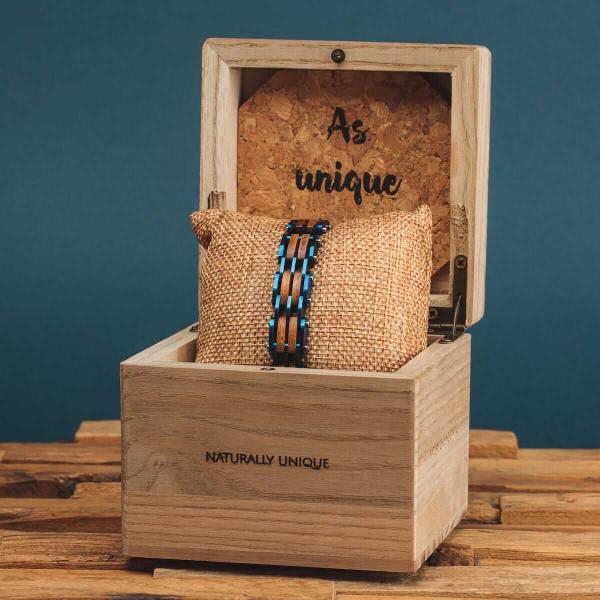 HOLZKERN | Bandlett Armband ADAGIO (Koaholz / Blau)