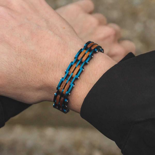HOLZKERN | Bandlett Armband ADAGIO (Koaholz / Blau)