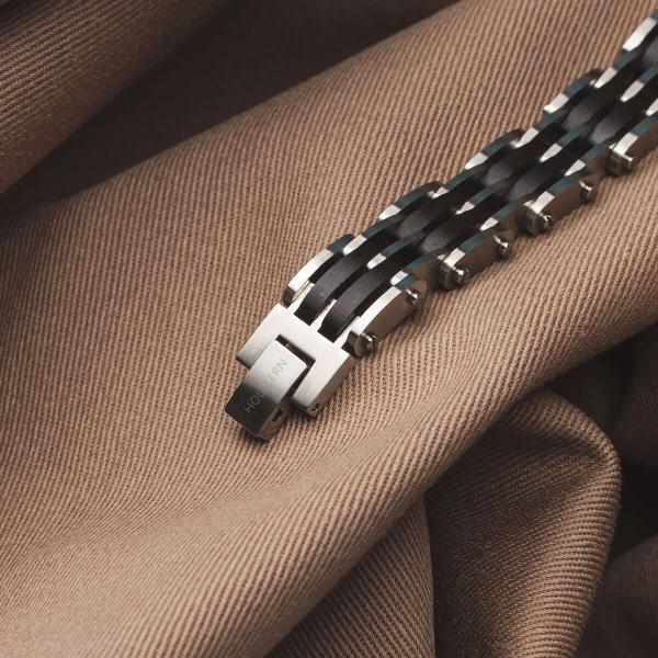 HOLZKERN | Bandlett Armband ADAGIO (Leadwood / Silber)