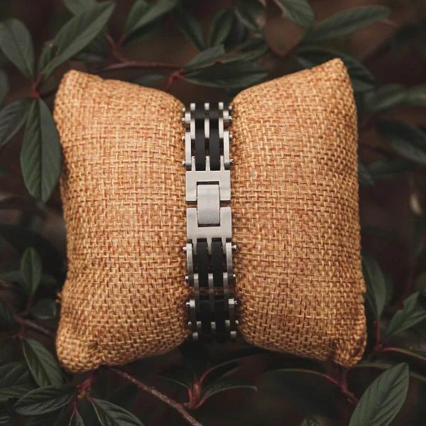 HOLZKERN | Bandlett Armband ADAGIO (Leadwood / Silber)