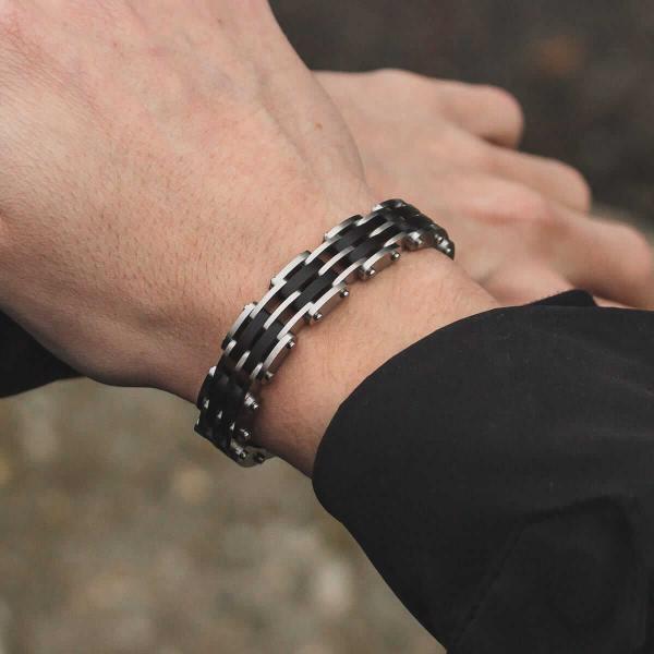 HOLZKERN | Bandlett Armband ADAGIO (Leadwood / Silber)