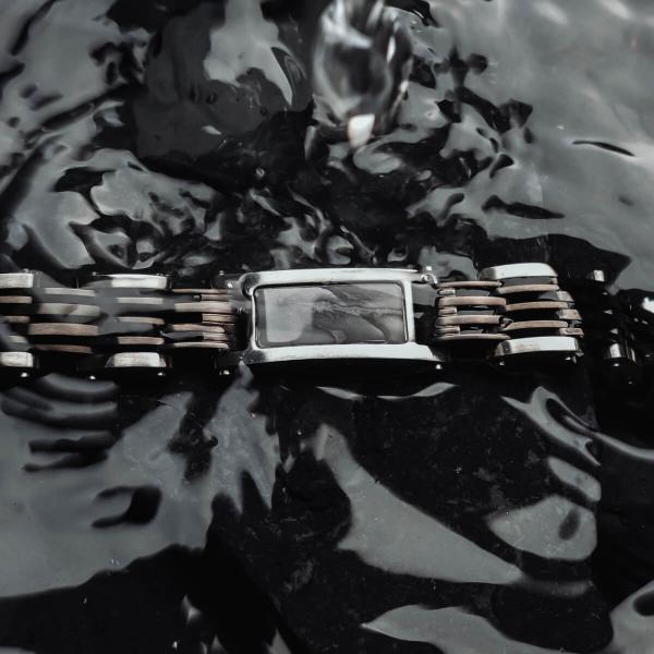 HOLZKERN | Bandlett Armband ADAGIO (Marmor Grau / Silber)