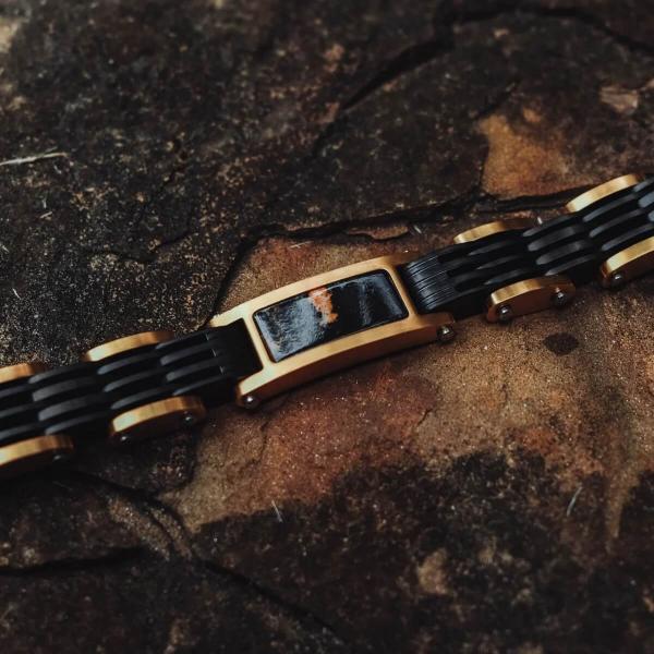 HOLZKERN | Bandlett Armband ADAGIO (Marmor / Schwarz Gold)