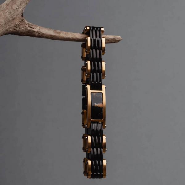 HOLZKERN | Bandlett Armband ADAGIO (Marmor / Schwarz Gold)