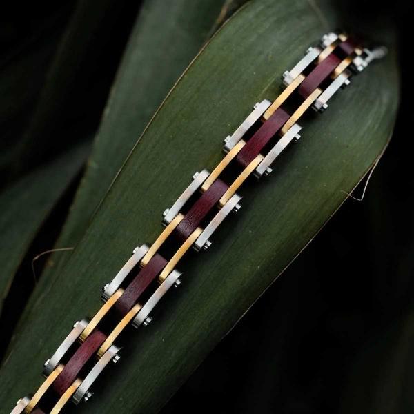 HOLZKERN | Bandlett Armband Allegro (Amaranthholz / Silber)