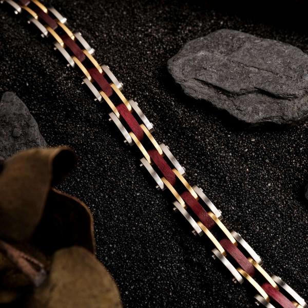 HOLZKERN | Bandlett Armband Allegro (Amaranthholz / Silber)