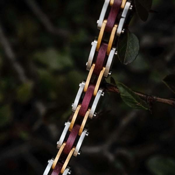 HOLZKERN | Bandlett Armband Allegro (Amaranthholz / Silber)
