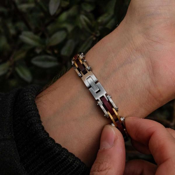 HOLZKERN | Bandlett Armband Allegro (Amaranthholz / Silber)