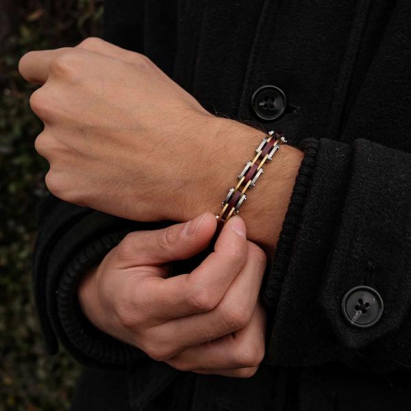 HOLZKERN | Bandlett Armband Allegro (Amaranthholz / Silber)