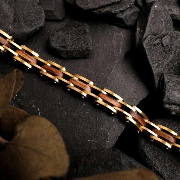 HOLZKERN | Bandlett Armband Allegro (Zebranoholz / Gold)