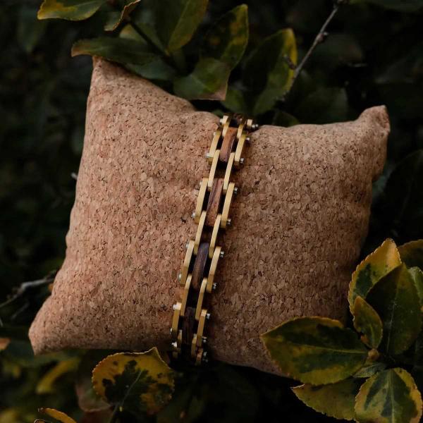 HOLZKERN | Bandlett Armband Allegro (Zebranoholz / Gold)