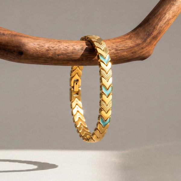 HOLZKERN | Armband Bandlett Alula (Aquamarin / Gold)