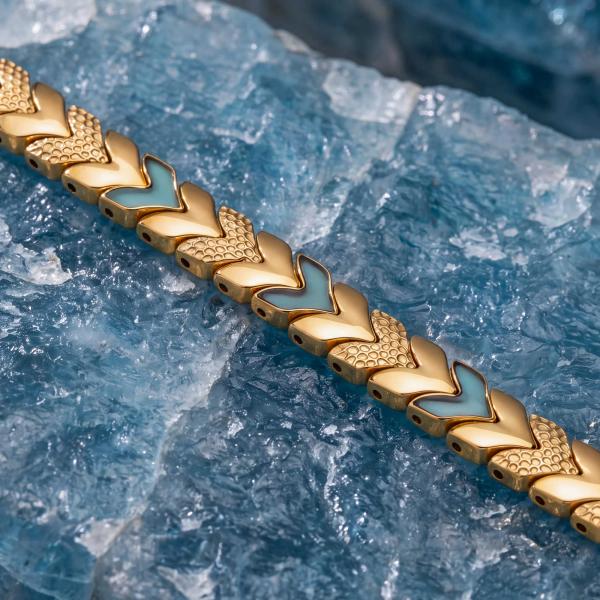 HOLZKERN | Armband Bandlett Alula (Aquamarin / Gold)