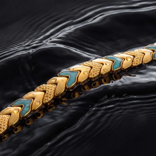 HOLZKERN | Armband Bandlett Alula (Aquamarin / Gold)