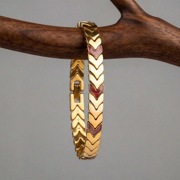 HOLZKERN | Armband Bandlett Alula (Granat / Gold)