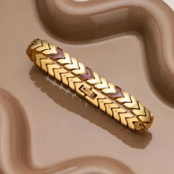 HOLZKERN | Armband Bandlett Alula (Granat / Gold)