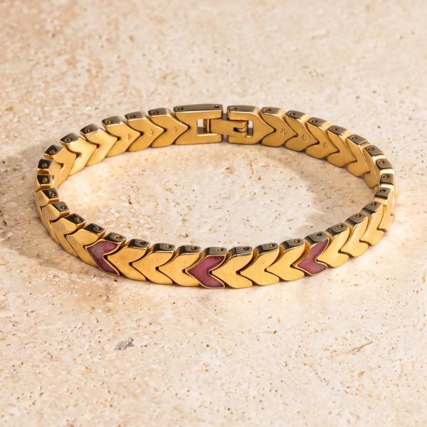 HOLZKERN | Armband Bandlett Alula (Granat / Gold)