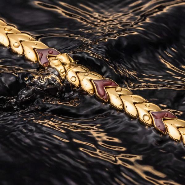 HOLZKERN | Armband Bandlett Alula (Granat / Gold)