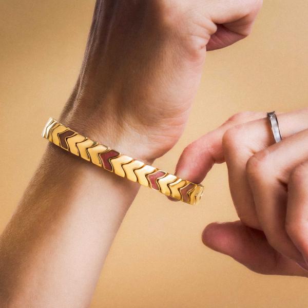 HOLZKERN | Armband Bandlett Alula (Granat / Gold)