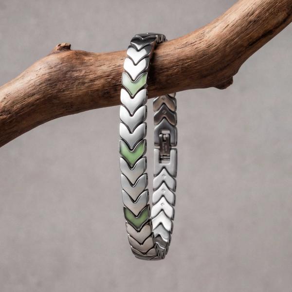 HOLZKERN | Armband Bandlett Alula (Prehnit / Silber)