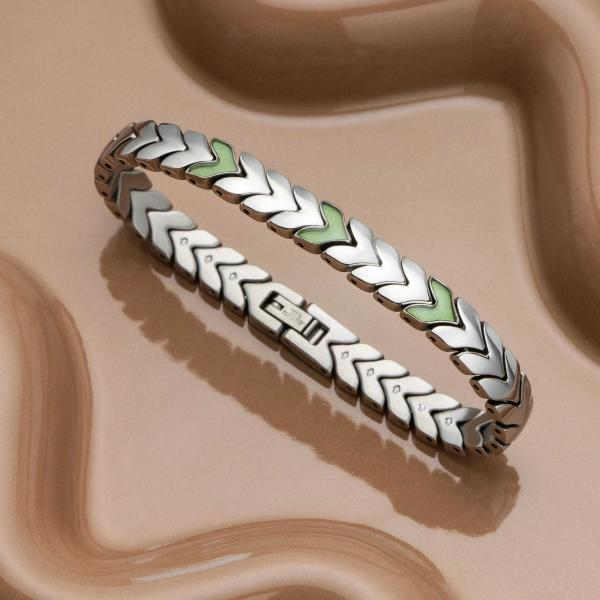 HOLZKERN | Armband Bandlett Alula (Prehnit / Silber)