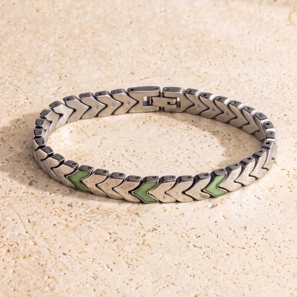 HOLZKERN | Armband Bandlett Alula (Prehnit / Silber)